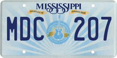 MS license plate MDC207