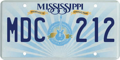 MS license plate MDC212