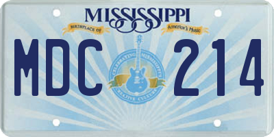 MS license plate MDC214