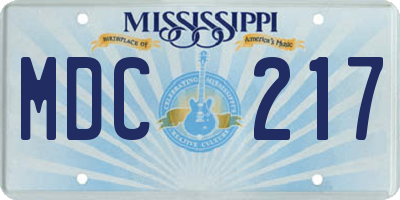 MS license plate MDC217
