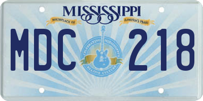 MS license plate MDC218