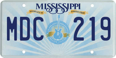 MS license plate MDC219