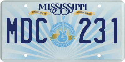 MS license plate MDC231