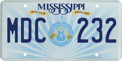 MS license plate MDC232