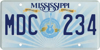 MS license plate MDC234