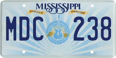 MS license plate MDC238