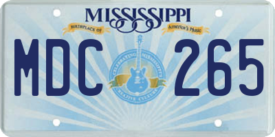 MS license plate MDC265