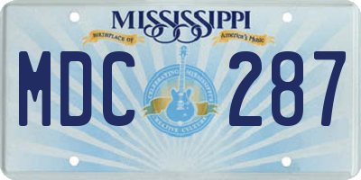 MS license plate MDC287