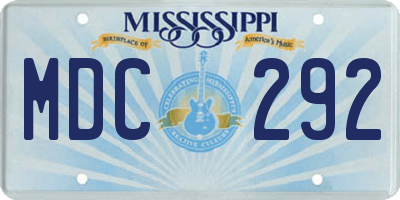 MS license plate MDC292