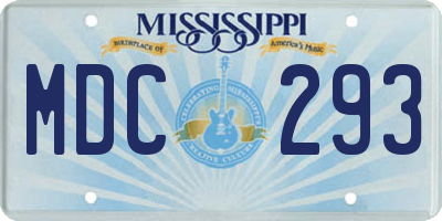 MS license plate MDC293