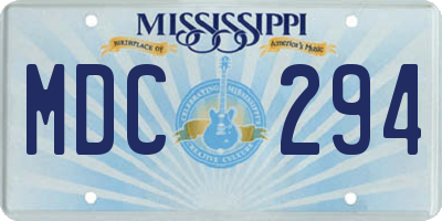 MS license plate MDC294