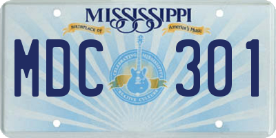 MS license plate MDC301