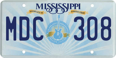 MS license plate MDC308