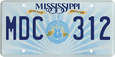 MS license plate MDC312