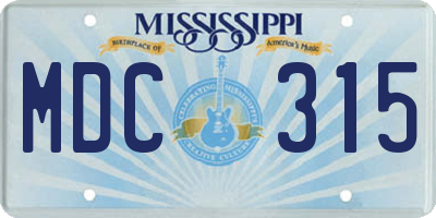 MS license plate MDC315