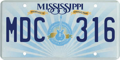 MS license plate MDC316