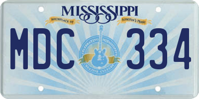 MS license plate MDC334