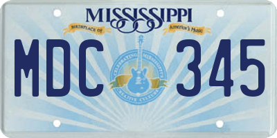 MS license plate MDC345