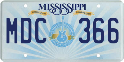 MS license plate MDC366