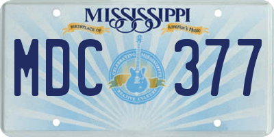 MS license plate MDC377