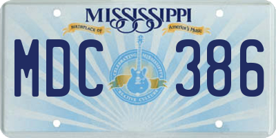 MS license plate MDC386