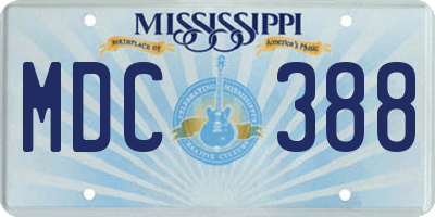 MS license plate MDC388