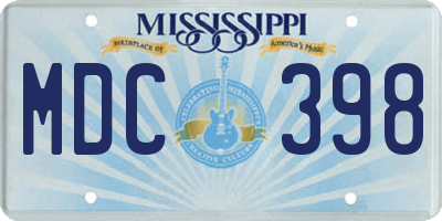 MS license plate MDC398