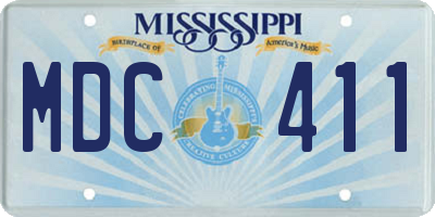 MS license plate MDC411
