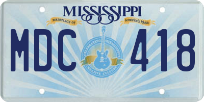 MS license plate MDC418
