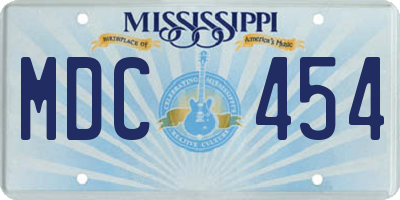 MS license plate MDC454