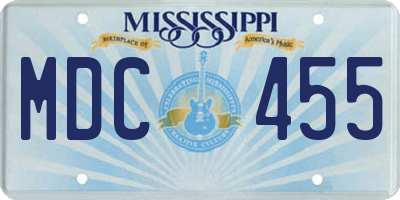 MS license plate MDC455