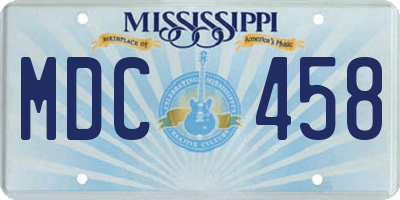 MS license plate MDC458