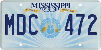 MS license plate MDC472