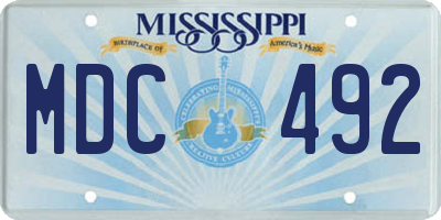 MS license plate MDC492