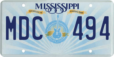 MS license plate MDC494
