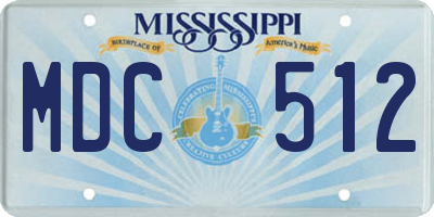 MS license plate MDC512