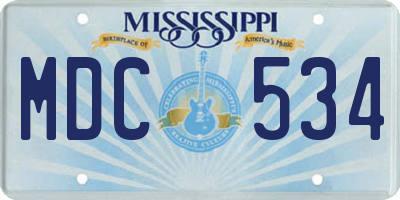 MS license plate MDC534