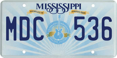 MS license plate MDC536