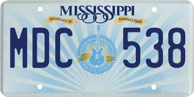 MS license plate MDC538