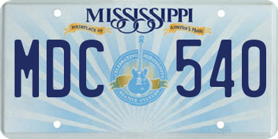 MS license plate MDC540