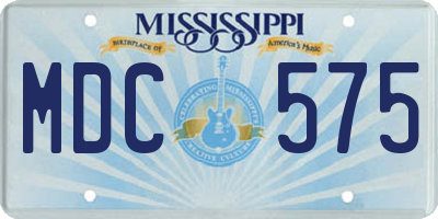 MS license plate MDC575