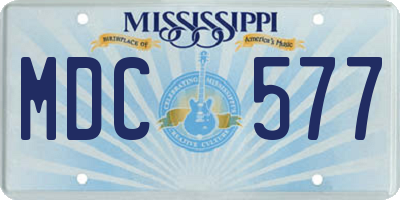 MS license plate MDC577