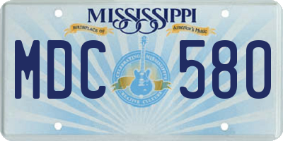 MS license plate MDC580