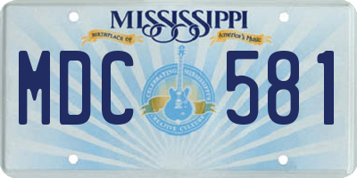 MS license plate MDC581