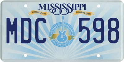MS license plate MDC598