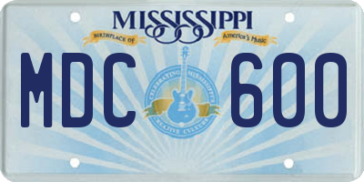 MS license plate MDC600