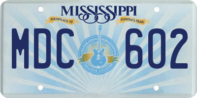 MS license plate MDC602