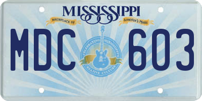 MS license plate MDC603