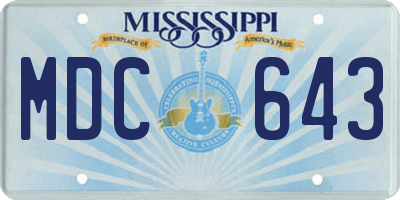 MS license plate MDC643