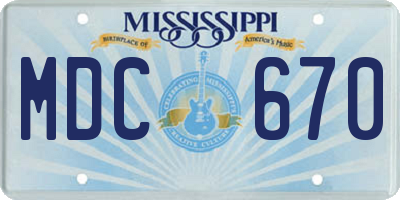 MS license plate MDC670